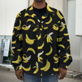 Black Cartoon Banana Pattern Print Men's Shirt Jacket