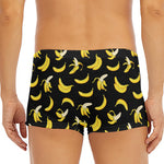 Black Cartoon Banana Pattern Print Men's Short Boxer Briefs