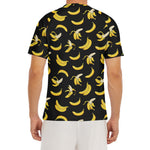 Black Cartoon Banana Pattern Print Men's Short Sleeve Rash Guard