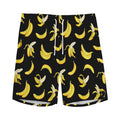 Black Cartoon Banana Pattern Print Men's Athletic Shorts