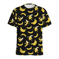 Black Cartoon Banana Pattern Print Men's Athletic T-Shirt