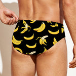 Black Cartoon Banana Pattern Print Men's Swim Briefs