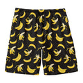 Black Cartoon Banana Pattern Print Men's Swim Trunks