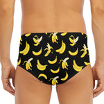 Black Cartoon Banana Pattern Print Men's Triangle Swim Briefs