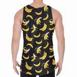Black Cartoon Banana Pattern Print Men's Velvet Tank Top