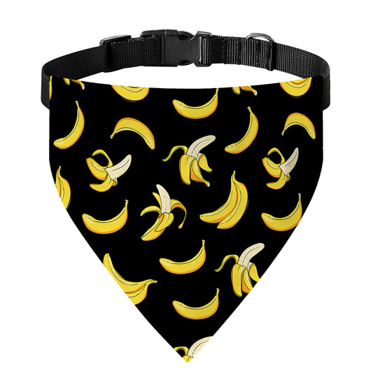 Black Cartoon Banana Pattern Print Over The Collar Dog Bandana