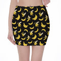 Black Cartoon Banana Pattern Print Pencil Mini Skirt