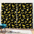 Black Cartoon Banana Pattern Print Pencil Pleat Curtains