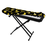 Black Cartoon Banana Pattern Print Piano Keyboard Cover