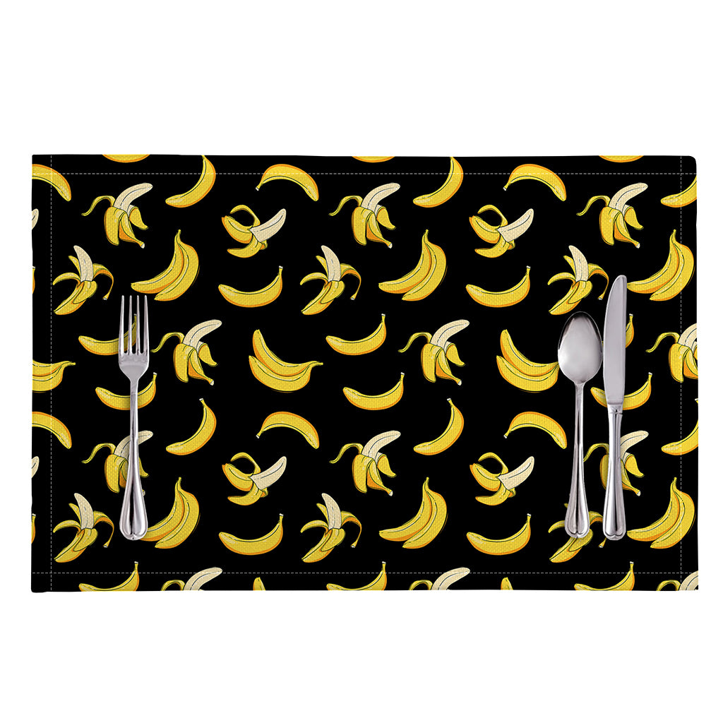 Black Cartoon Banana Pattern Print Placemat