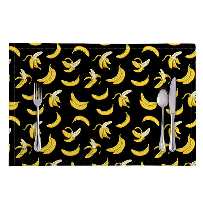 Black Cartoon Banana Pattern Print Placemat