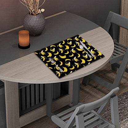 Black Cartoon Banana Pattern Print Placemat