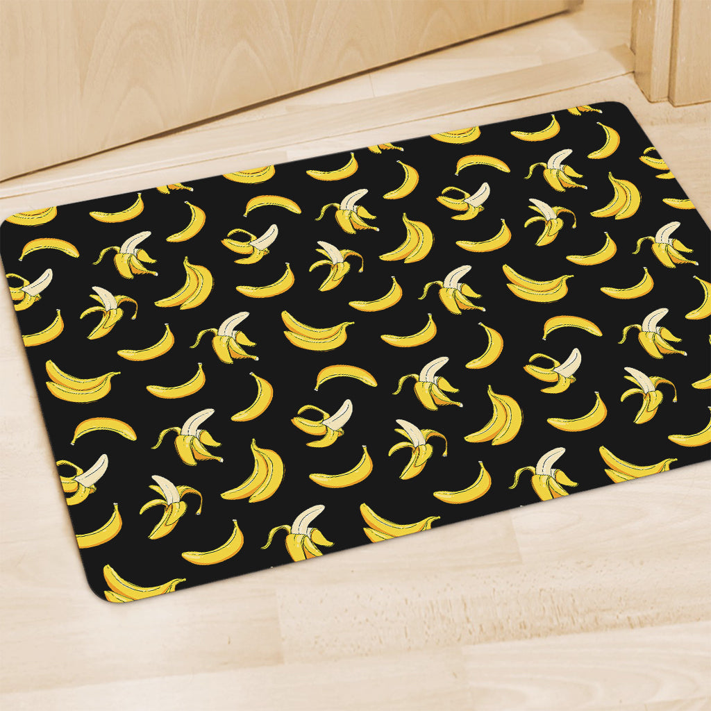 Black Cartoon Banana Pattern Print Polyester Doormat