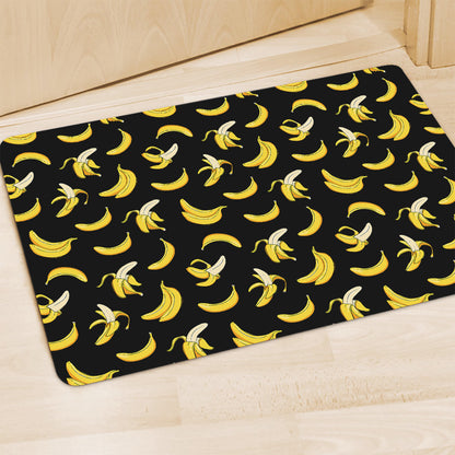 Black Cartoon Banana Pattern Print Polyester Doormat