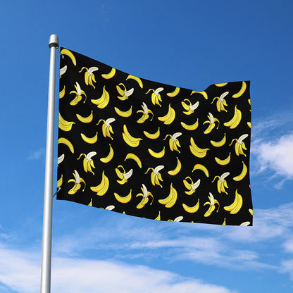 Black Cartoon Banana Pattern Print Polyester Flag
