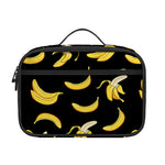 Black Cartoon Banana Pattern Print Portable Lunch Bag