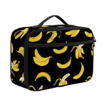 Black Cartoon Banana Pattern Print Portable Lunch Bag