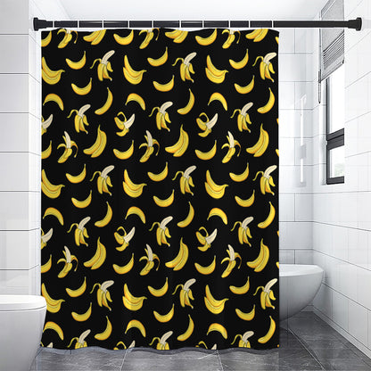 Black Cartoon Banana Pattern Print Premium Shower Curtain
