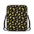 Black Cartoon Banana Pattern Print Rectangular Crossbody Bag