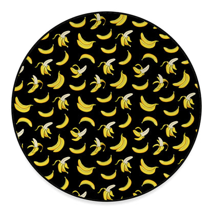 Black Cartoon Banana Pattern Print Round Floor Mat