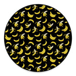 Black Cartoon Banana Pattern Print Round Floor Mat