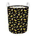 Black Cartoon Banana Pattern Print Round Laundry Basket
