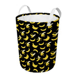 Black Cartoon Banana Pattern Print Round Laundry Basket