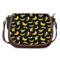 Black Cartoon Banana Pattern Print Saddle Bag