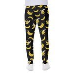 Black Cartoon Banana Pattern Print Scuba Joggers