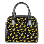 Black Cartoon Banana Pattern Print Shoulder Handbag