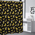 Black Cartoon Banana Pattern Print Shower Curtain
