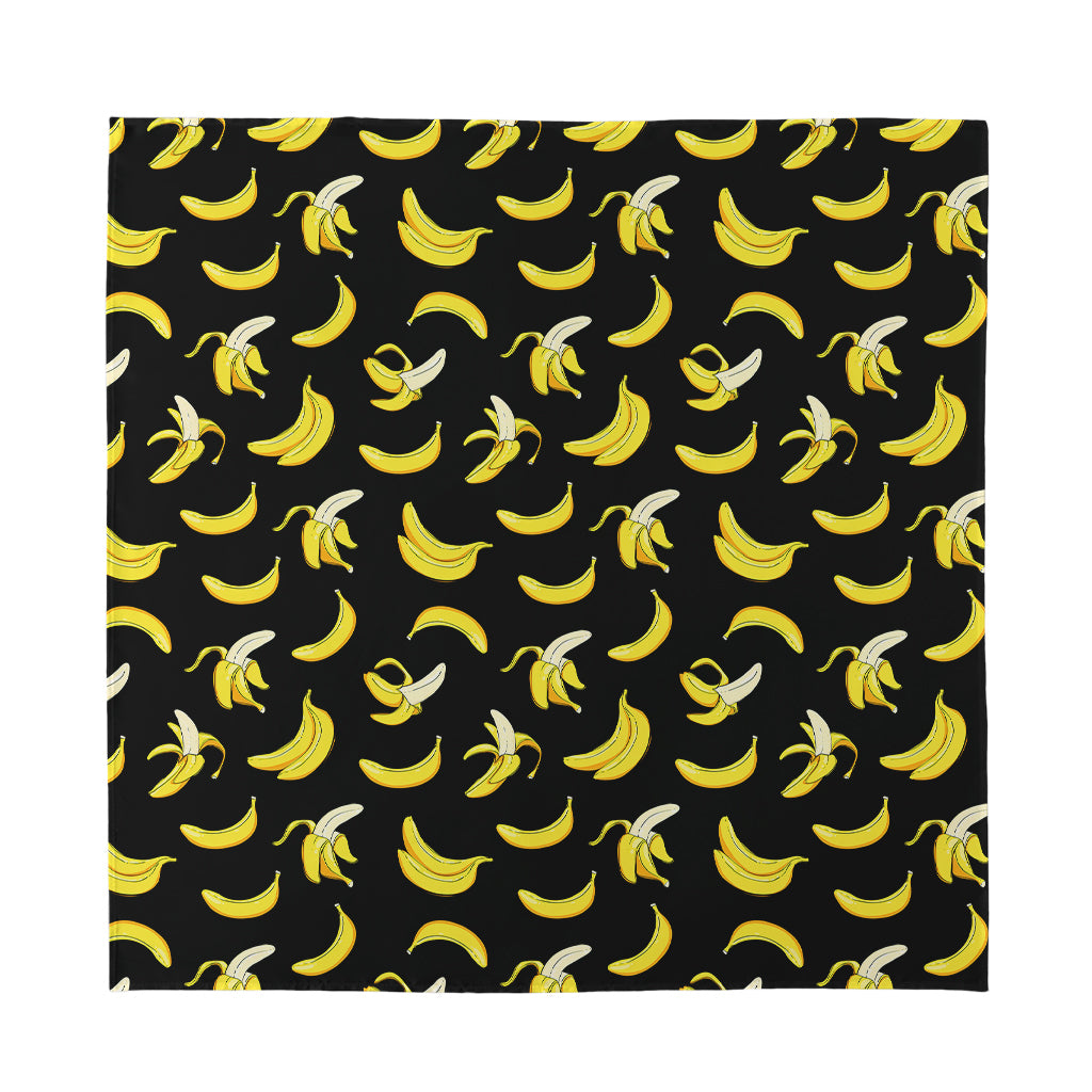 Black Cartoon Banana Pattern Print Silk Bandana