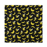 Black Cartoon Banana Pattern Print Silk Bandana
