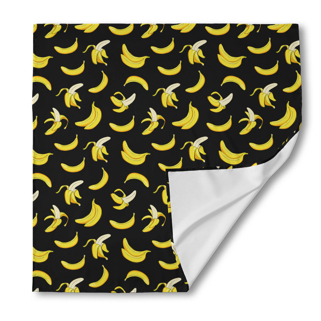 Black Cartoon Banana Pattern Print Silk Bandana