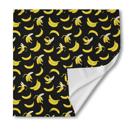 Black Cartoon Banana Pattern Print Silk Bandana