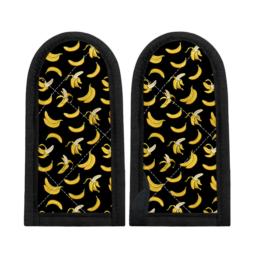 Black Cartoon Banana Pattern Print Skillet Handle Cover