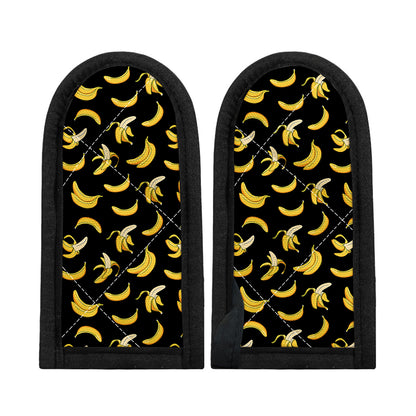 Black Cartoon Banana Pattern Print Skillet Handle Cover