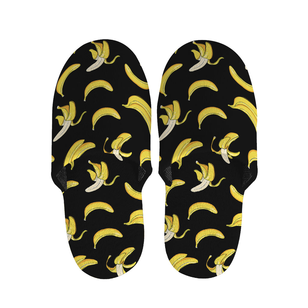 Black Cartoon Banana Pattern Print Slippers