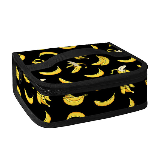 Black Cartoon Banana Pattern Print Small Lunch Bag
