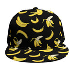 Black Cartoon Banana Pattern Print Snapback Cap