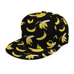 Black Cartoon Banana Pattern Print Snapback Cap
