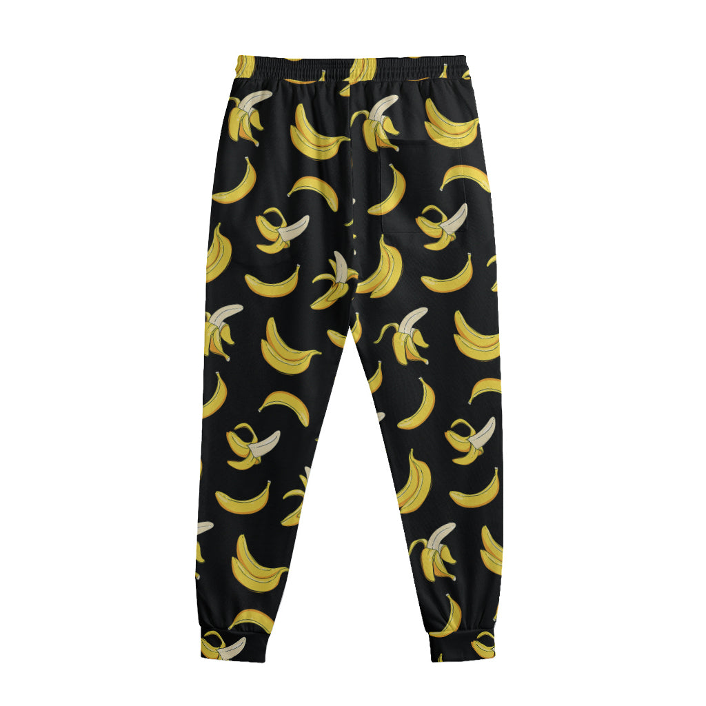 Black Cartoon Banana Pattern Print Sweatpants