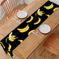 Black Cartoon Banana Pattern Print Table Runner