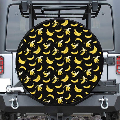 Black Cartoon Banana Pattern Print Tire Cover
