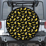 Black Cartoon Banana Pattern Print Tire Cover