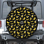 Black Cartoon Banana Pattern Print Tire Cover With Camera Hole