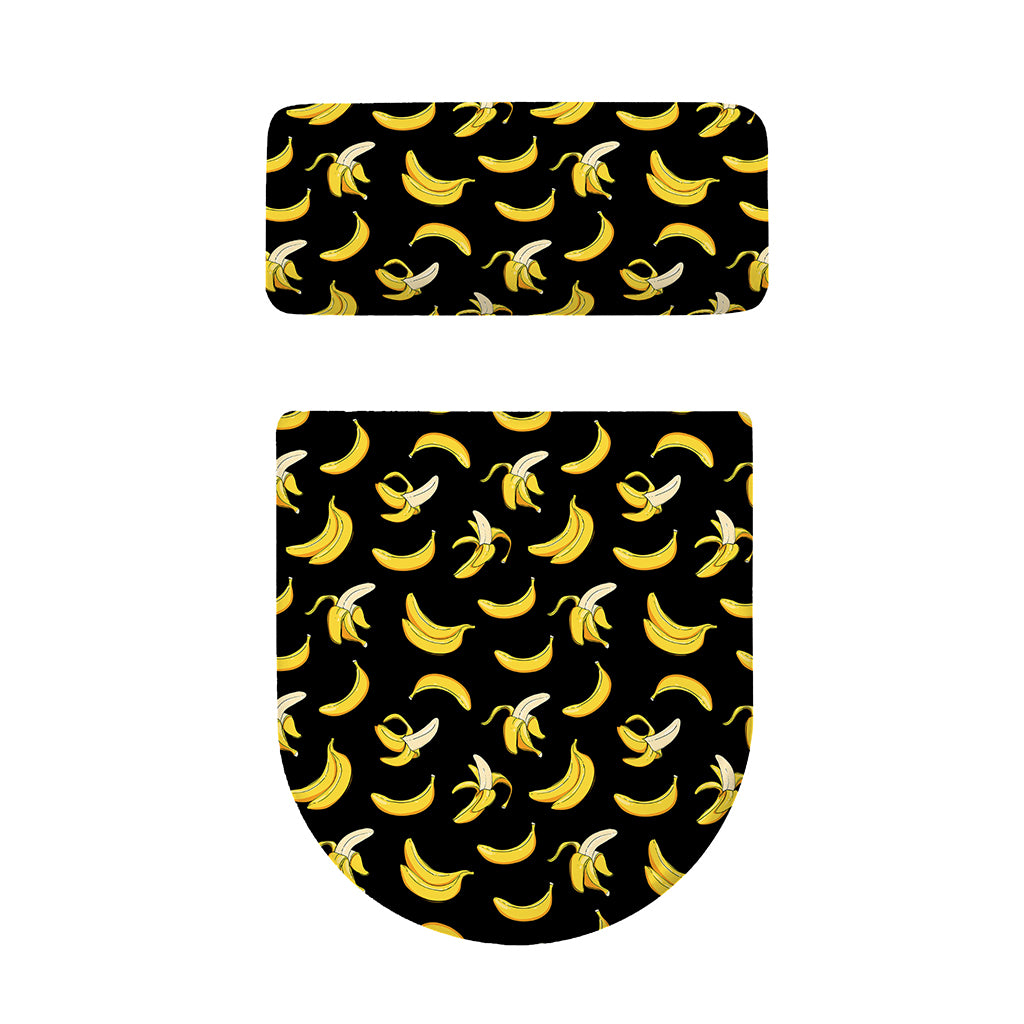 Black Cartoon Banana Pattern Print Toilet Lid And Tank Cover Set