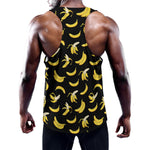 Black Cartoon Banana Pattern Print Training Tank Top