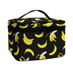Black Cartoon Banana Pattern Print Travel Makeup Bag