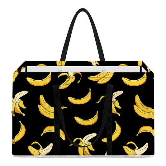 Black Cartoon Banana Pattern Print Utility Tote Bag